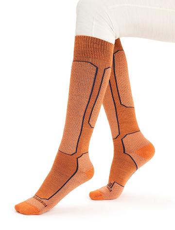 Icebreaker Merino Ski+ Light Over the Calf Naisten Sukat Oranssi Beige | FI 1438ILHS